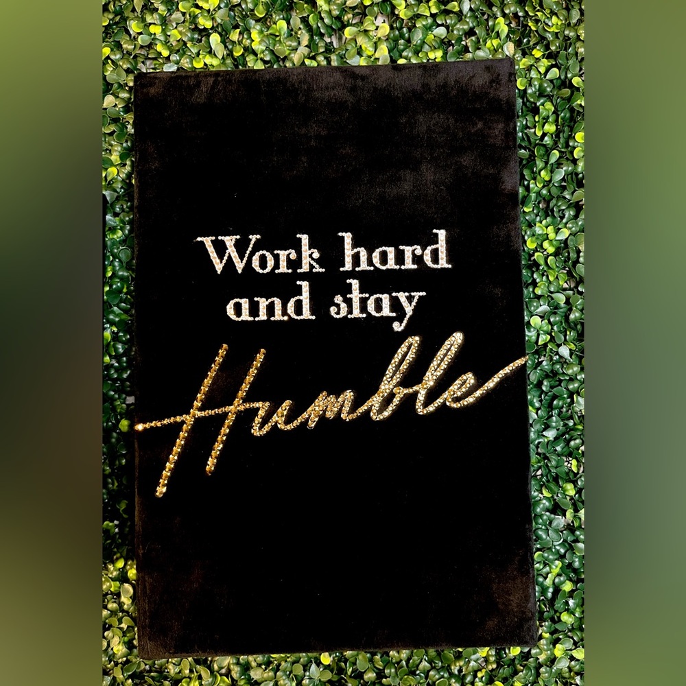 Customized “Work Hard and Stay Humble” Rhinestoned Wall Art (11”x17”)
